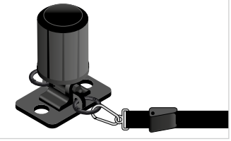 Tripod foot with leg inserted and adjustable leg tie attached