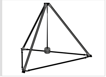 Fully deployed tripod with leg ties secured and central pull down weight attached