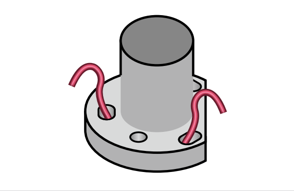 Base cap positioned and secured with red pegs