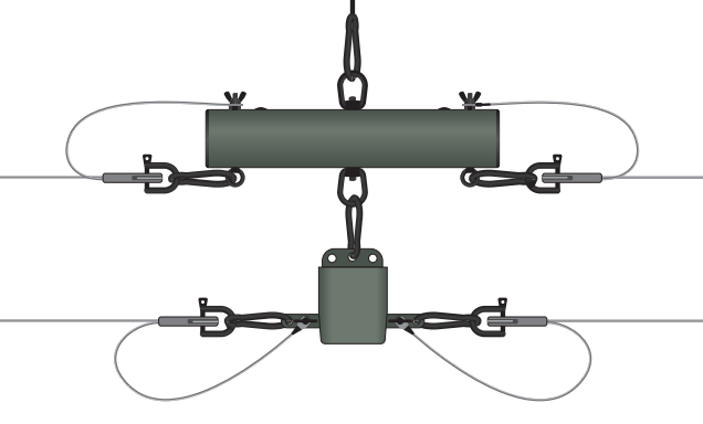 Antenna dipoles connected to resistor tube and balun assembly