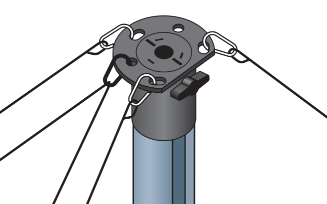 Top cap with clip and hoist rope fitted