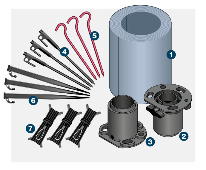 System 50 Mast components — 7 items with numbered callouts