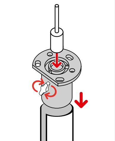 Top load secured into top cap with wing screw