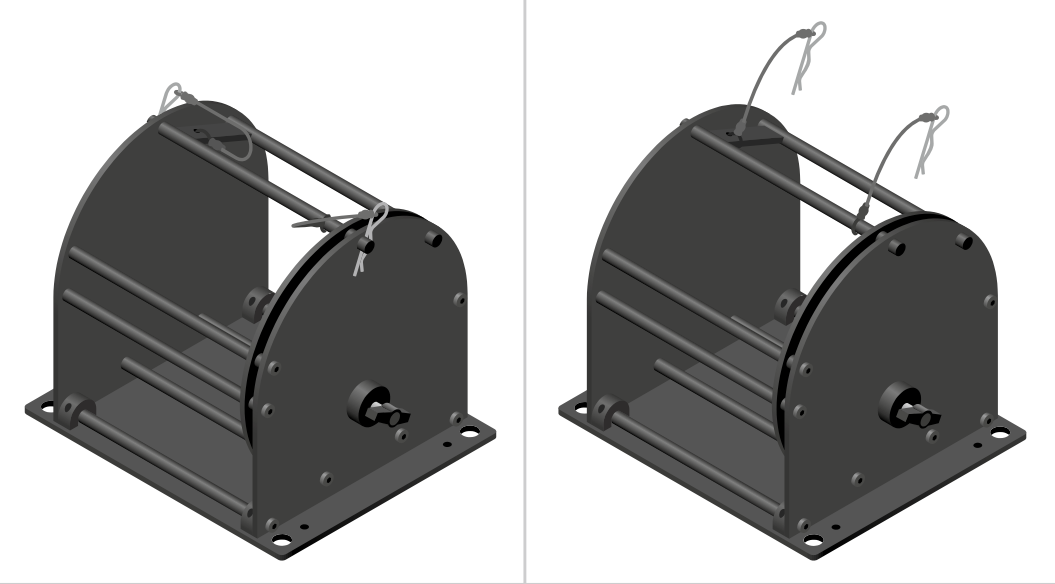 Rolacage with retaining pins being removed — before and after views