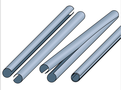 Two tubes laid out slot to slot ready for assembly