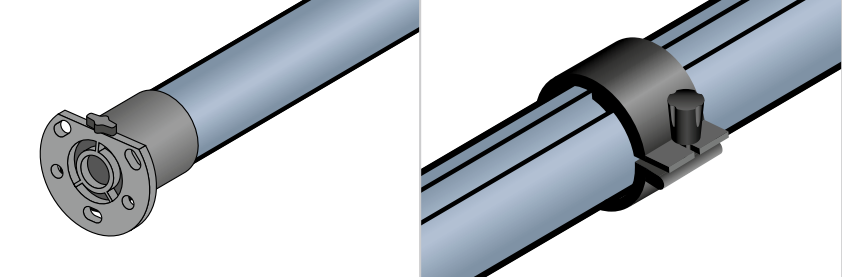 Top cap with spigot screw and secondary cuff attached to mast