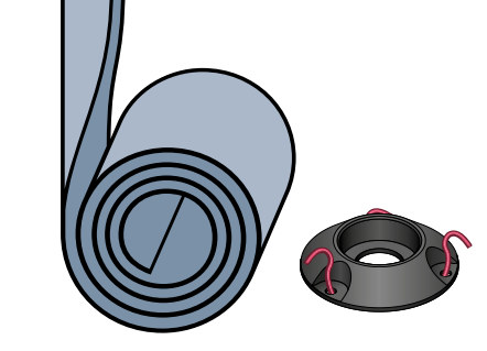 Mast with rolled tube and base cap ready for deployment