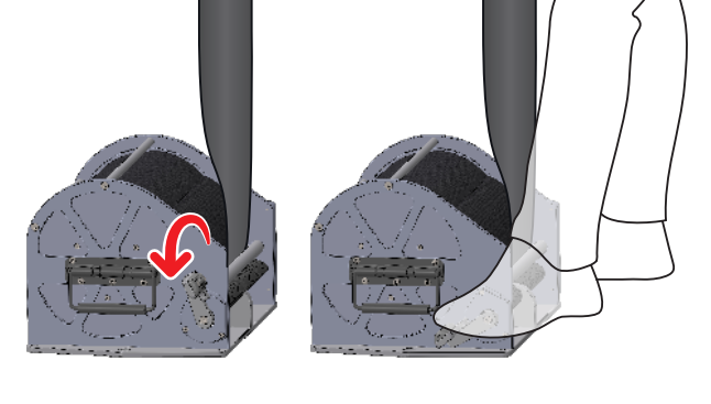 Applying the brake — BLACK pedal unfolded and depressed