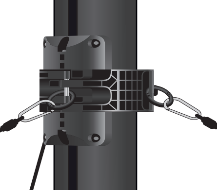 Step 6 — Slot locker cuff attached to mast with pins and latch detail