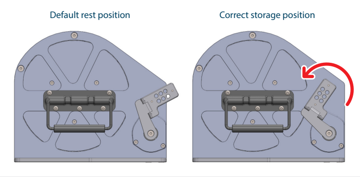 Step 10 — Default rest position vs correct storage position for brake pedal