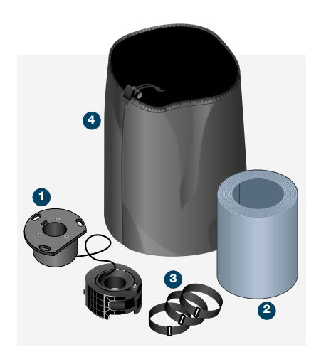 3.5m IAM Mount for System 100 components &mdash; 4 items with numbered callouts