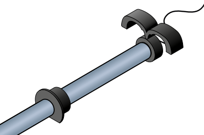 Extender mount sections positioned on the IAM/Insert assembly with coax cable routed through