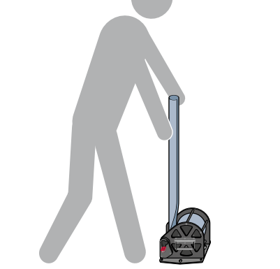 Person deploying System 100 Rolacage with approximately 1 metre of mast unrolled