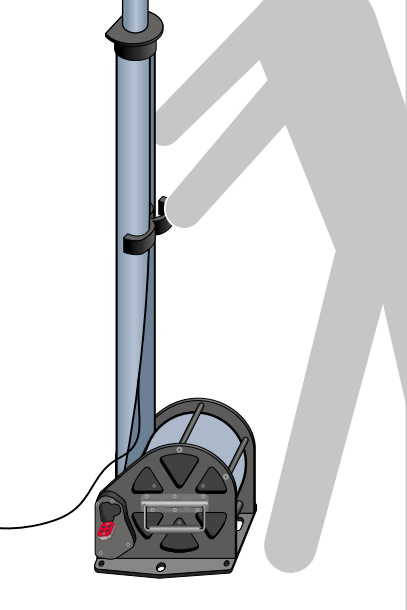 Mount cuff secured on the System 100 mast with Rolacage visible at base