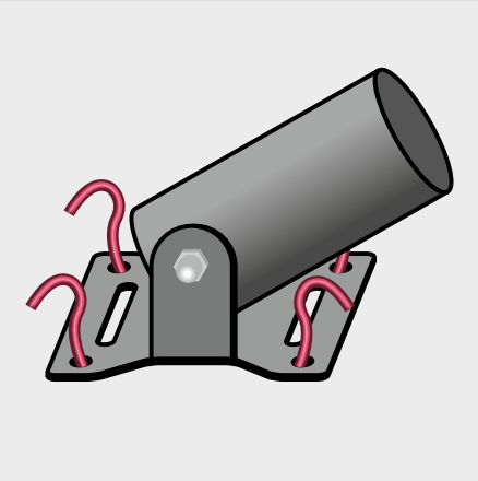 Hinged Base Plate with mast tube inserted and pegs secured