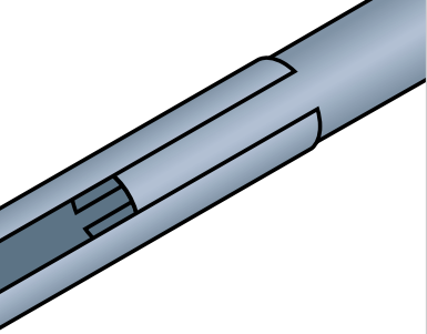Double tube detail — two tubes nested with slots opposite each other
