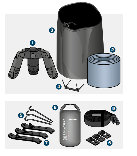 Mast Support System components &mdash; 9 items with numbered callouts