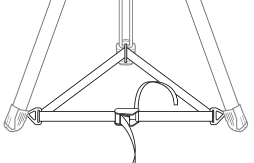Step 6 — All slack removed, feet evenly spaced, triangle strap pattern visible