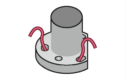 Base cap isometric diagram showing peg placement with red pegs