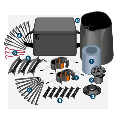 System 75 7m Single Tube Mast components — 10 items with numbered callouts