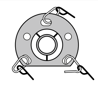 Top cap with flat edge aligned to mast slot, guy rope snap hooks attached