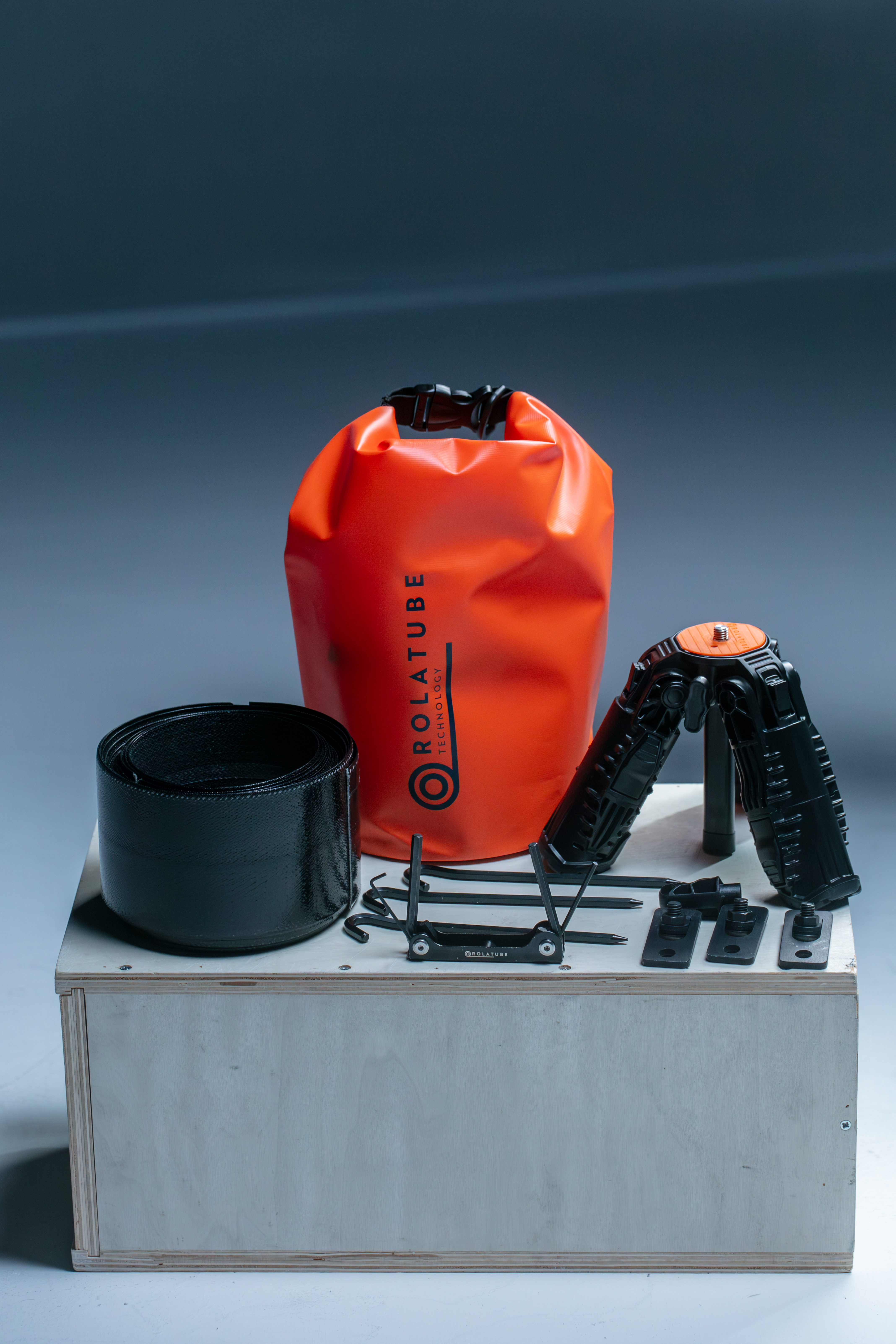 Rolatube ICT components with carry bag, rolled tube and folded tripod