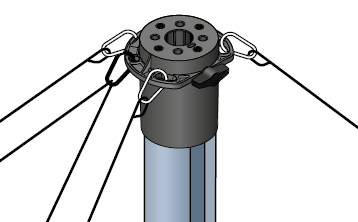 Top cap with clip and hoist rope fitted