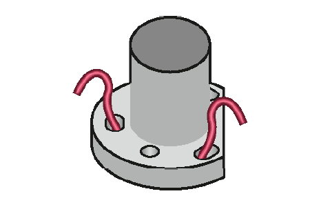 Base cap positioned and secured with red pegs