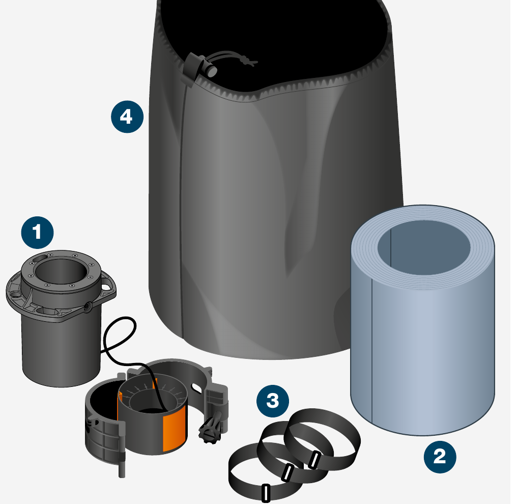 3.5m IAM Mount for System 75 components — 4 items with numbered callouts