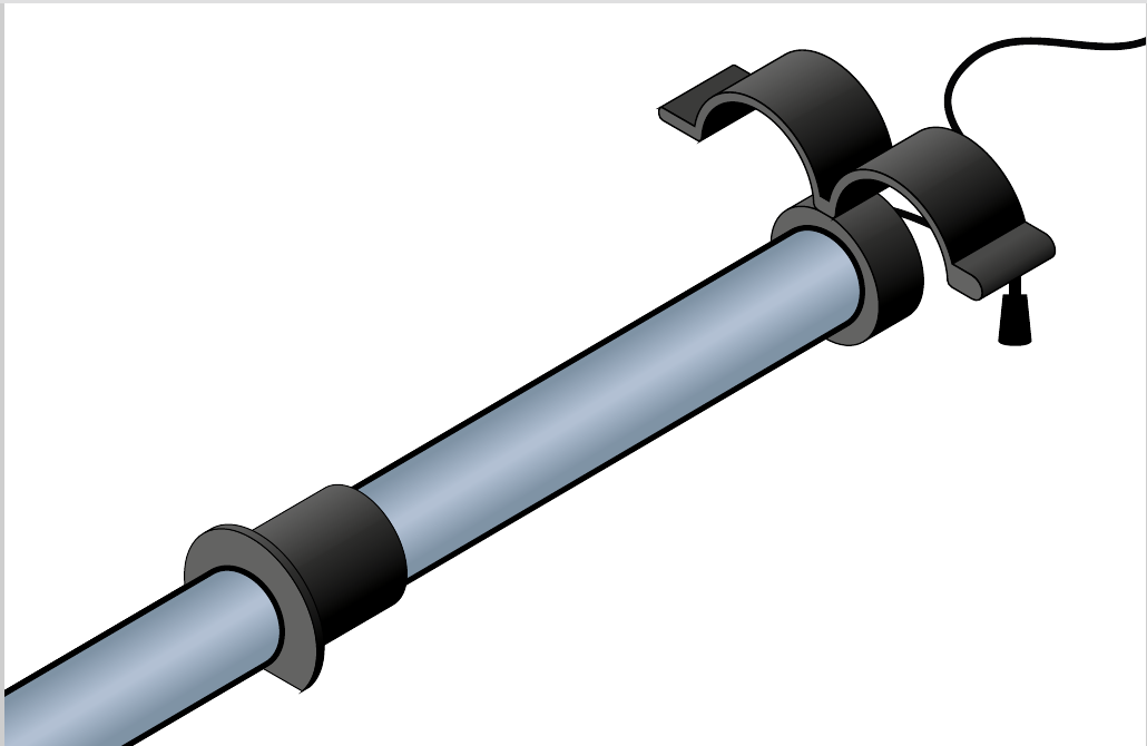 Top and bottom sections of the Extender Mount slid onto the IAM/Insert with the coax cable fed through the centre openings