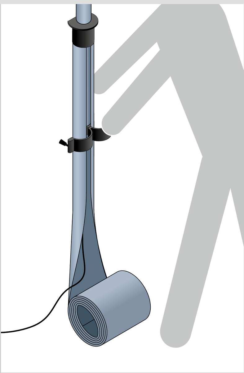 System 75 mast unrolled until the mount cuff can be secured