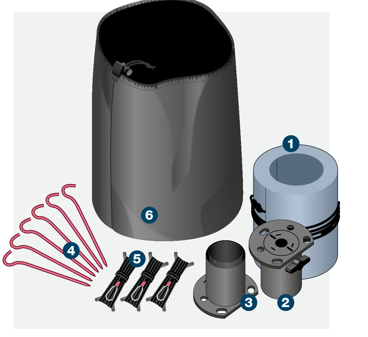 System IAM 3.5m RESQ components — 6 items with numbered callouts