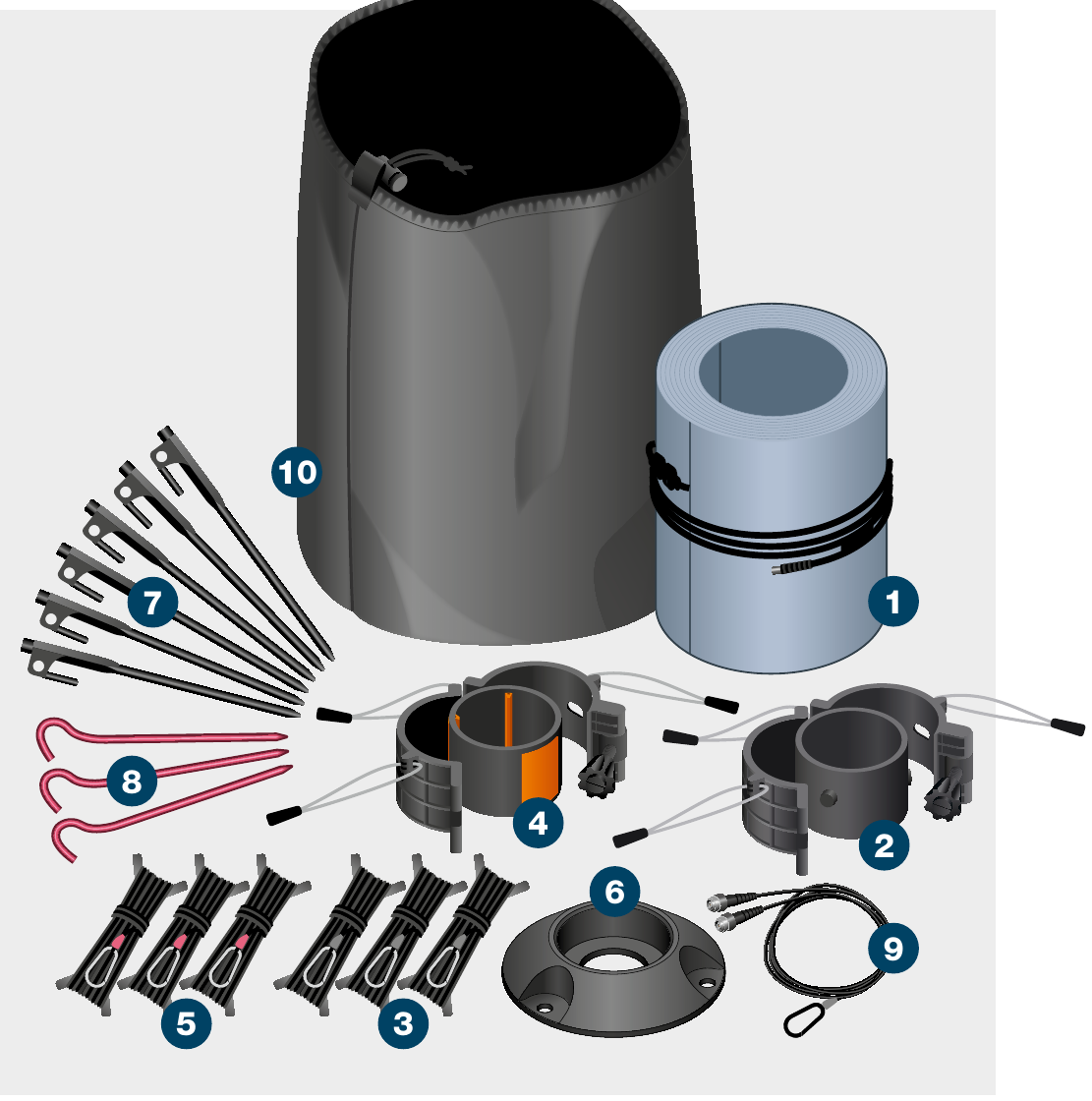 System IAM 7m RESQ components — 10 items with numbered callouts