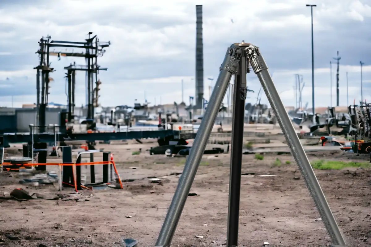 Rolatube heavy-duty portable tripod deployed on industrial site