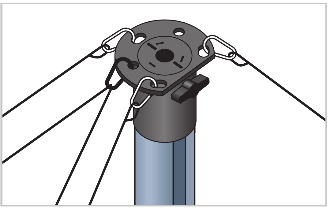 Hoist rope clip fitted to the mast top cap